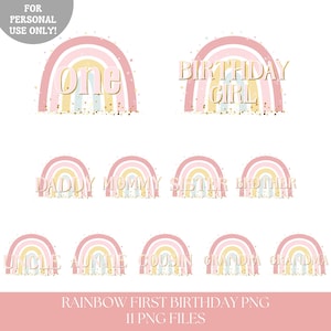 Rainbow first birthday PNG sublimation bundle, 1st birthday family matching shirt png, Girls rainbow birthday png, INSTANT DOWNLOAD
