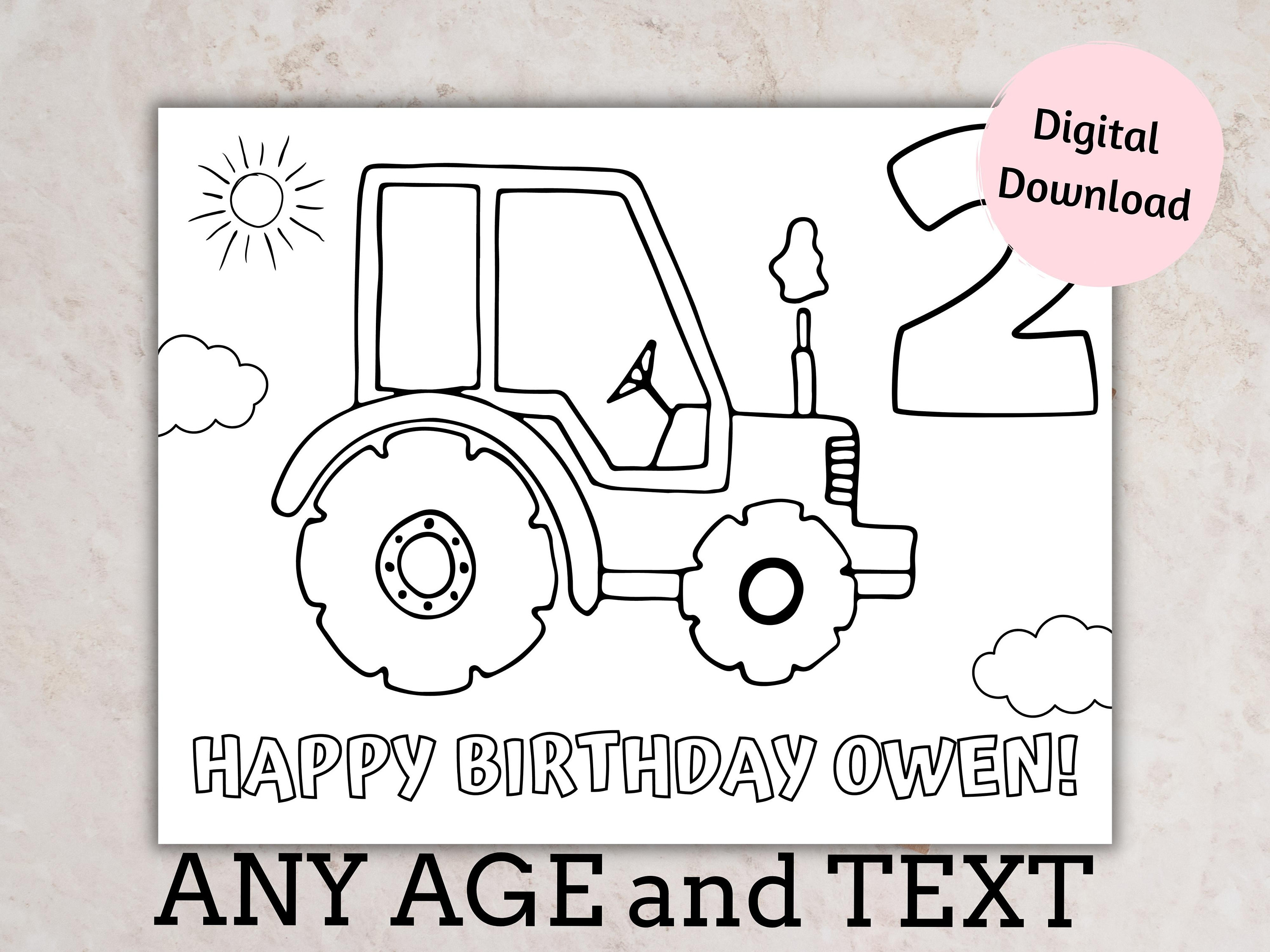 Printable Tractor Coloring Sheet, Tractor Birthday Party Games, Tractor ...