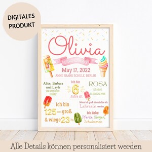 Personalisiert Eiscreme pastell Einschulungstafel Erste Klasse schultag geschenk, Chalkboard Einschulung  Eiscreme Mädchen 1.schultag tafel