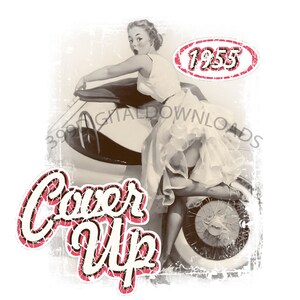1950&#39;S Pin-Up  T-shirt Garment design print PNG Digital Download