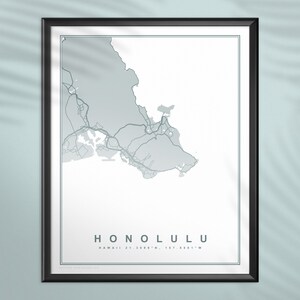 Honolulu Map Print Poster | Hawaii Map Print Poster | Honolulu Island City Map Print Poster