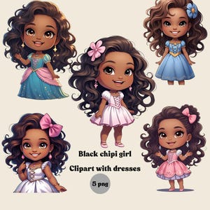 Chibi Style Clipart, Girl PNG, Cute Dress Clipart, Digital Download, Chibi Girl Art, Printable Illustration