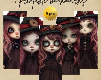 Gothic Witch Girl Bookmark – Creepy Cute Halloween Gift
