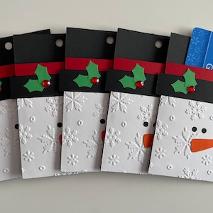 Set of 5 &quot;Snowman&quot; Gift Card Holders, Christmas, Handmade