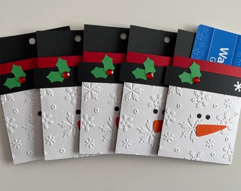 Set of 5 "Snowman" Gift Card Holders, Christmas, Handmade