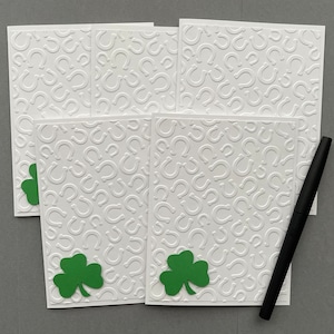 Set of 5 Shamrock Blank Note Cards, St. Patty&#39;s Day, Lucky, Handmade