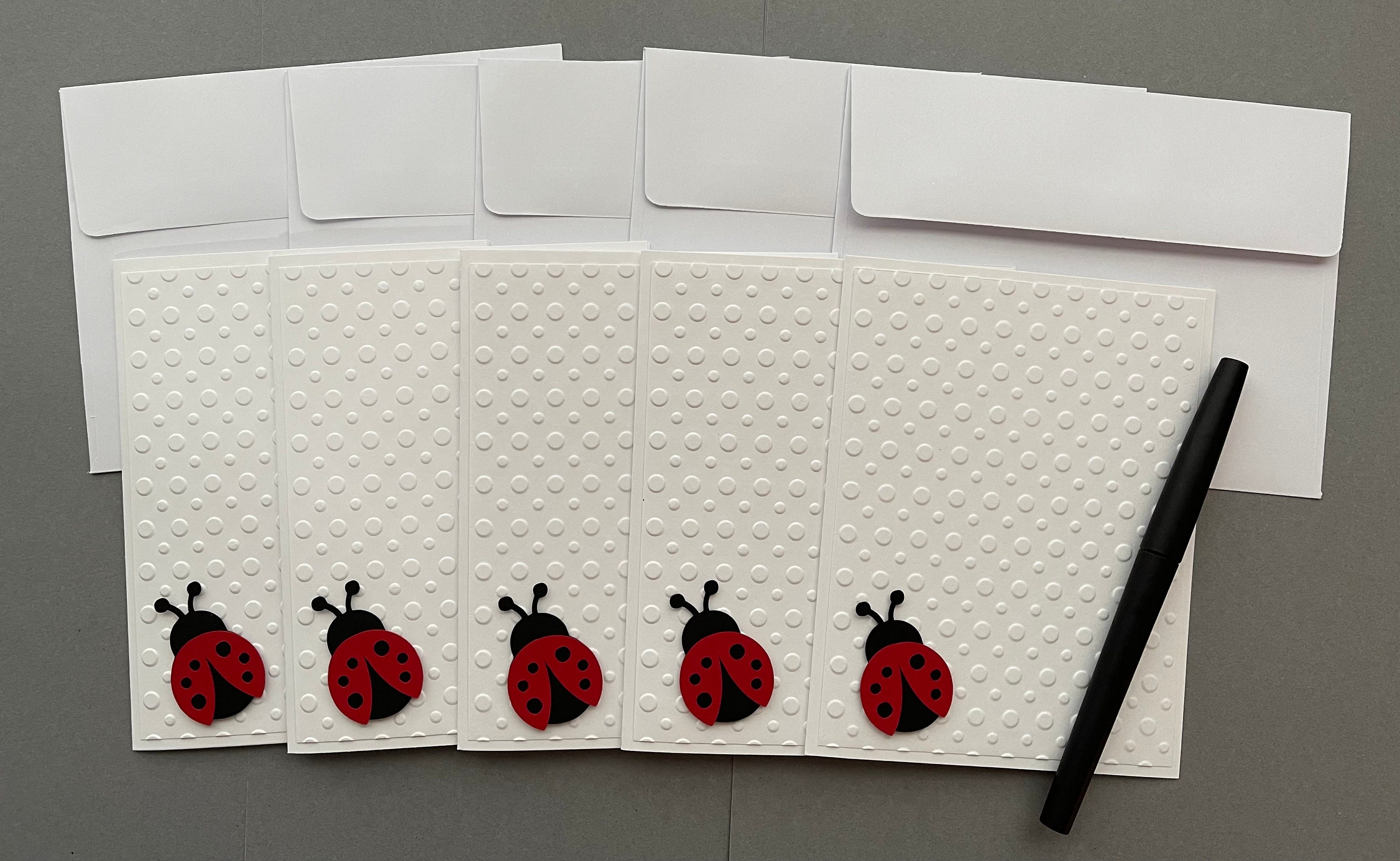 Lady Bug Note Set of 5 Ladybug Blank Note Cards, A2, Summer, Handmade - Etsy
