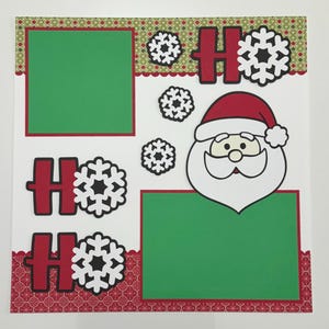 Premade &quot;Santa&quot; 12&quot;x12&quot; Scrapbook Page, Christmas, Handmade, Ho Ho Ho, Red, Green