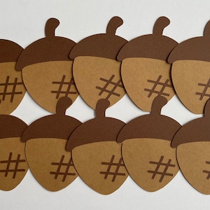 Set of 10 Acorn Die Cuts, Fall, Autumn, Scrapbooking, Card Making, Handmade