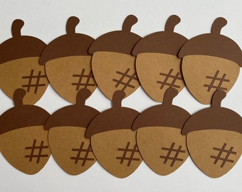 Set of 10 Acorn Die Cuts, Fall, Autumn, Scrapbooking, Card Making, Handmade