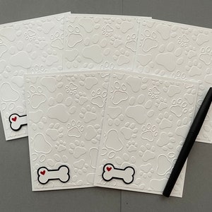 Set of 5 Dog Bone Blank Note Cards, Puppy, Dog, Handmade