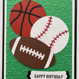 Birthday &quot;Sports&quot; A2 Card, Football, Baseball, Basketball, Sports, Boy, Handmade