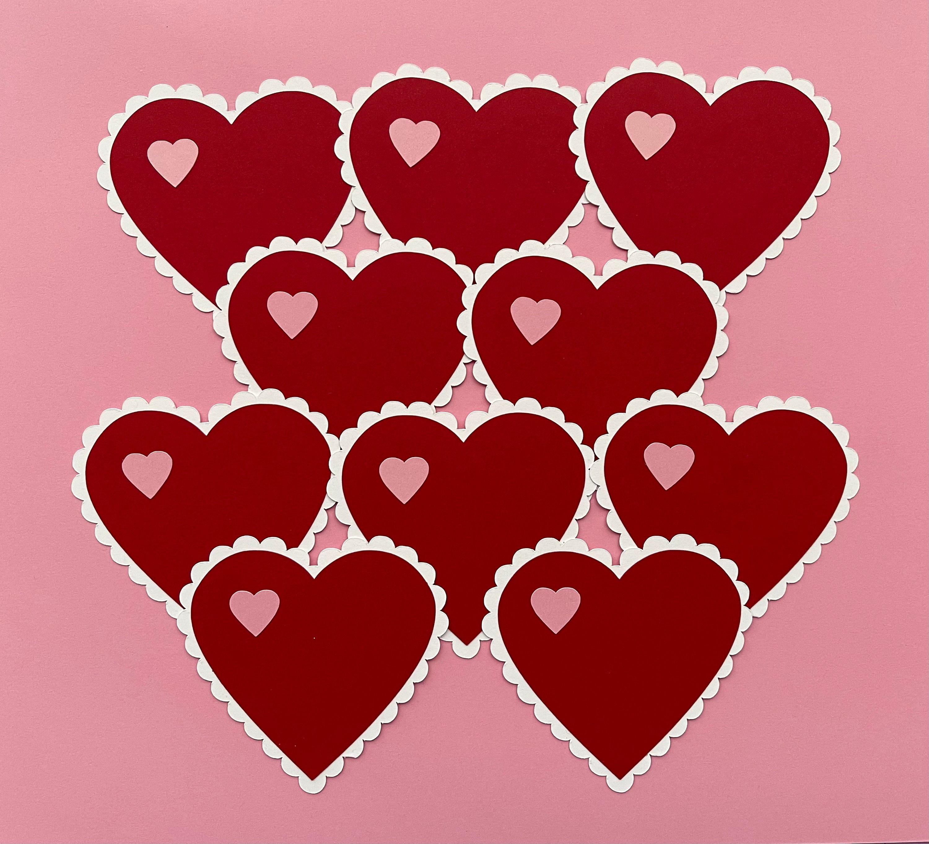 Set of 10 "Heart" Die Cuts, Love, Valentine, Card Making, Scrapbooking, Handmade