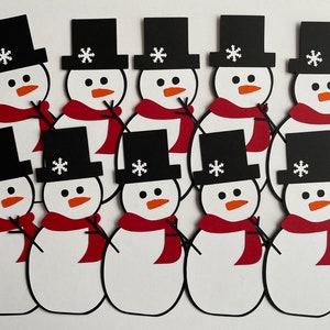 Set of 10 &quot;Snowmen&quot; Die Cuts, Christmas, Winter, Scrapbooking, Card Making, Handmade