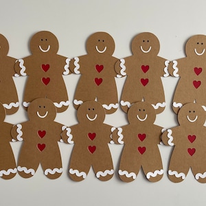 Set of 10 &quot;Gingerbread Man&quot; Die Cuts, Christmas, Scrapbooking, Card Making, Tags, Handmade