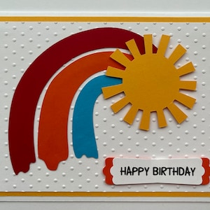 Birthday &quot;Rainbow&quot; A2 Card, Happy Birthday, Rainbow, Sun, Handmade