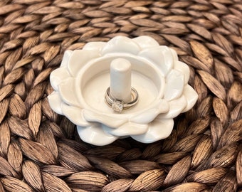 Handmade Ceramic Flower Ring Holder Dish Bridal Anniversary Holiday Gift