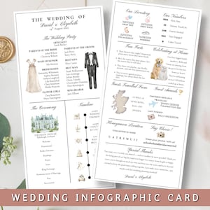 Infographic Wedding Program Template | Printable Wedding Day Program | Church Wedding Ceremony Program | Modern Infographic Program
