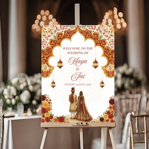 Indian Wedding Welcome Sign Template, Indian Wedding Sign, Indian Wedding Signs, Indian Wedding Decor, Wedding Sign, Wedding Welcome Signs