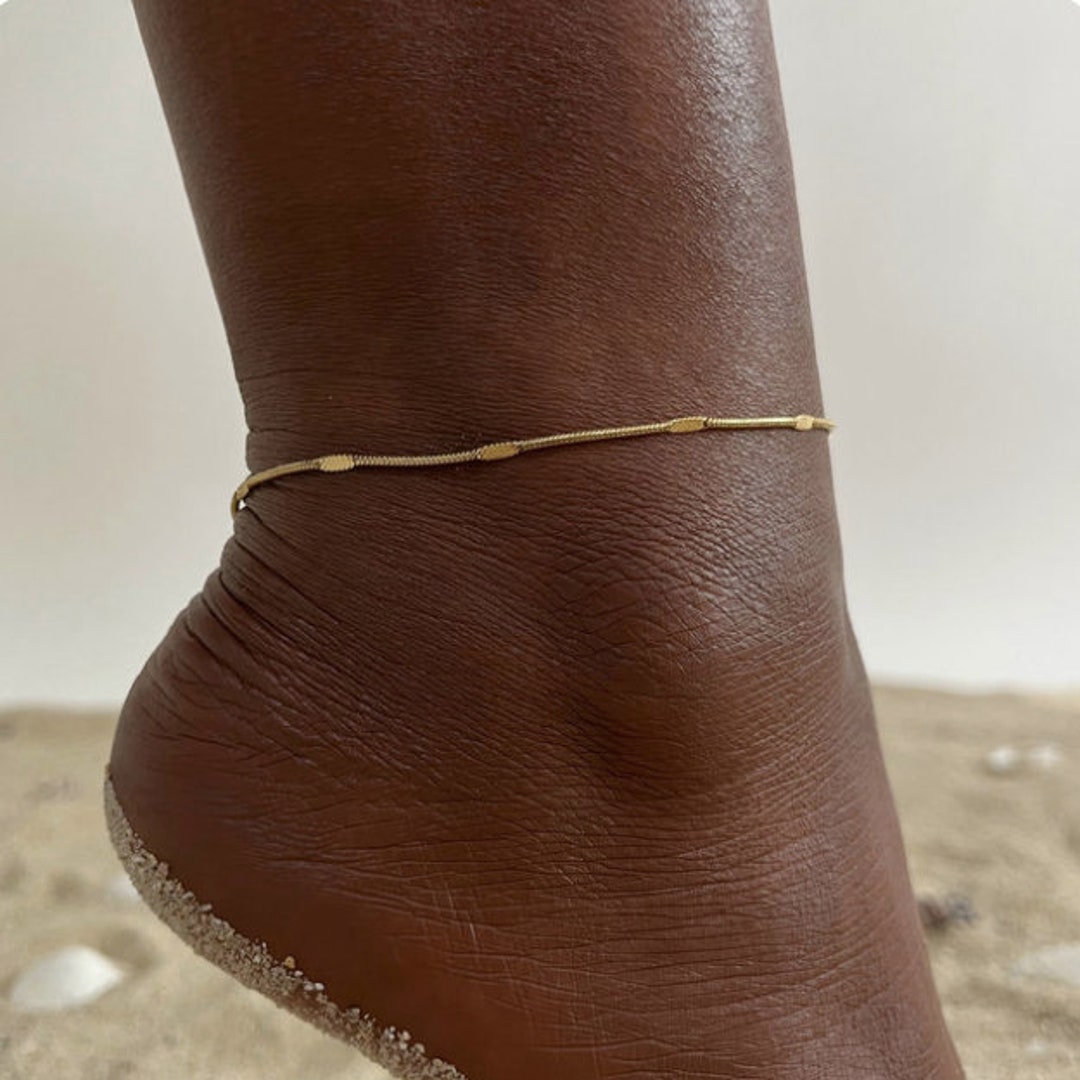 18K Gold Filled Anklet Non Tarnish ANKLET Gold Double Chain Etsy