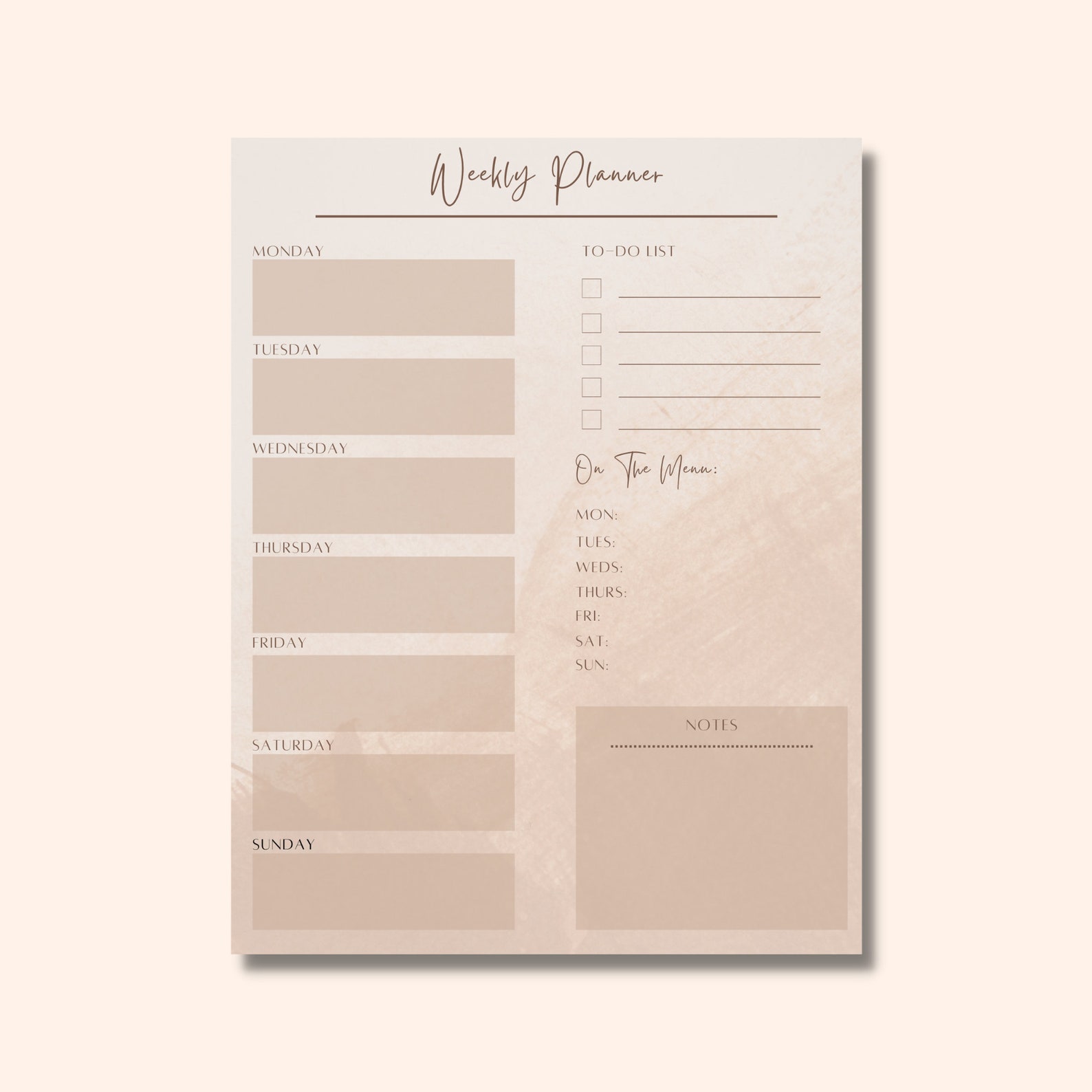 Weekly Planner Printable – Editable CANVA Planner Template – Neutral ...