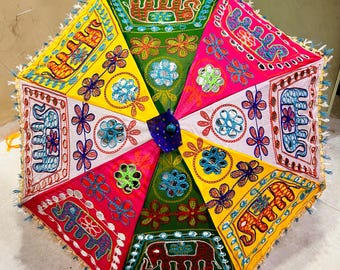 Traditional Indian Embroidered Umbrella Wedding Umbrella Parasols Cotton Umbrella Home & Festive Decor Party Decor Bohemian Patio Decor