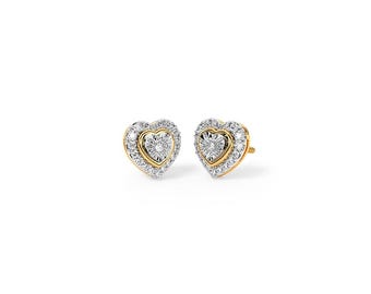 Sale‼ Brass and CZ with gold finish heart shape stud earring for the gifts Girls and Women&#39;s Wedding Anniversary Gifts Beautiful Stud