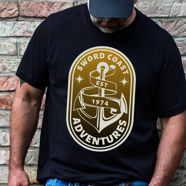 Sword Coast DND Shirt - Black and Gold Design