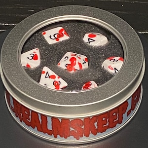 7-teiliges DND-Würfelset - Blood Splatter-Würfel - Option inklusive Hülle und Würfelschale Dungeons and Dragons Geschenk Dungeon Master Präsent