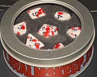 7-delige DND-dobbelstenenset - bloedspattendobbelstenen - doos en lade voor dobbelstenen inbegrepen: Dungeons and Dragons-cadeau Dungeon Master Present