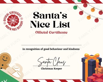 Santa's Nice List Certificate