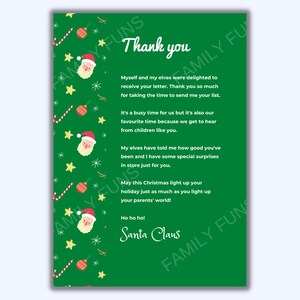 Carta de agradecimiento de Santa (verde)