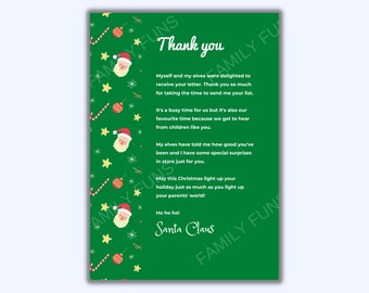 Digital Printable Thank You Letter From Santa Etsy Digital Printable Thank You Letter From Santa Etsy