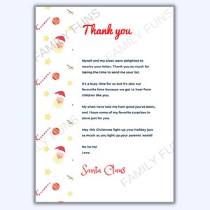 Carta de agradecimiento de Santa (blanca)