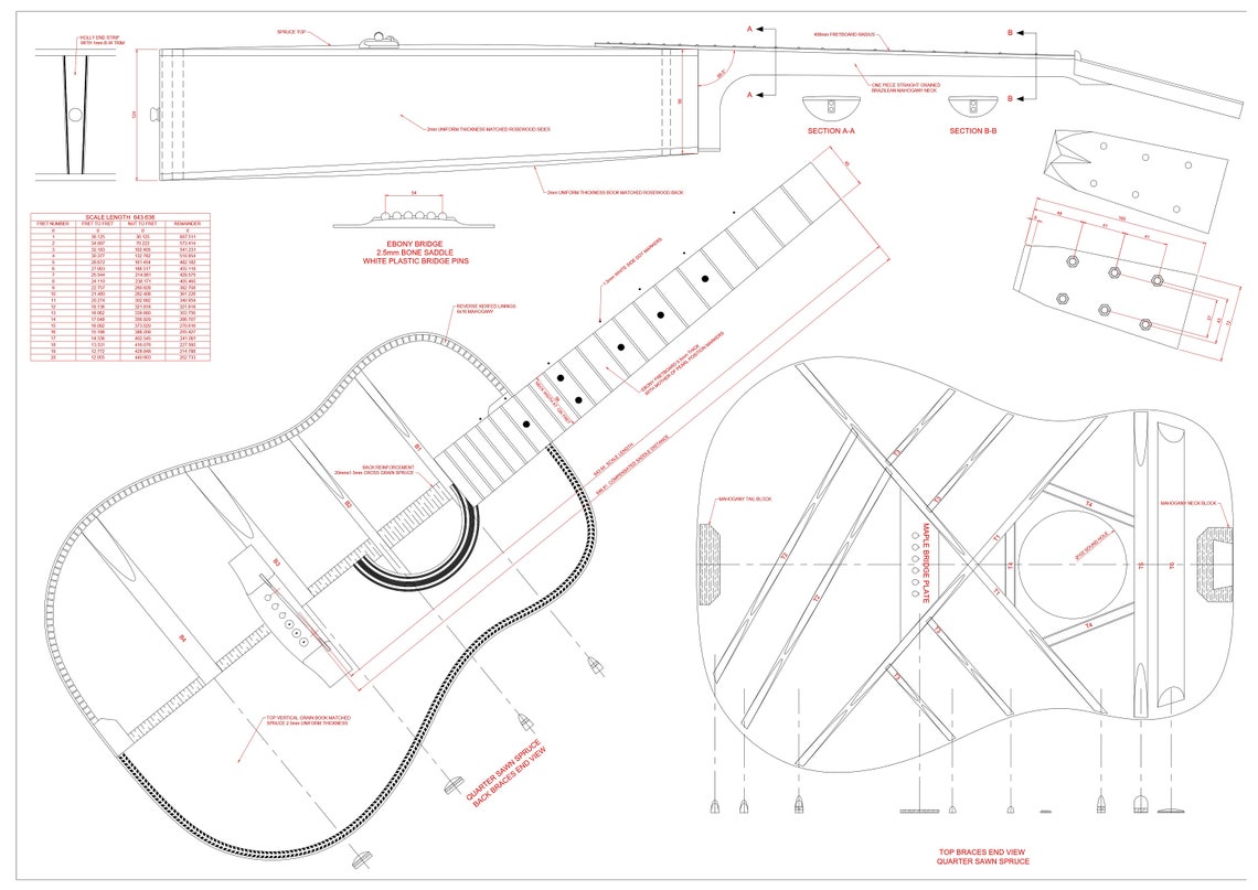 Dreadnought Acoustic Guitar Plans. Self Build Project. - Etsy