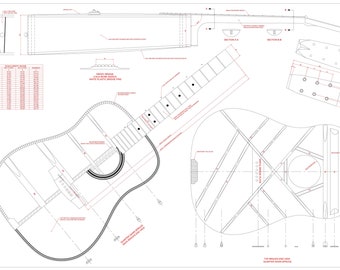 Plans de guitare acoustique Dreadnought. Projet d'autoconstruction.