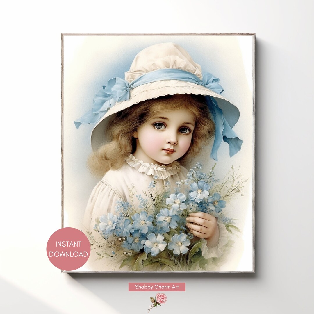 Retro Little Girl Digital Images Vintage Kids Art Little Girl Prints
