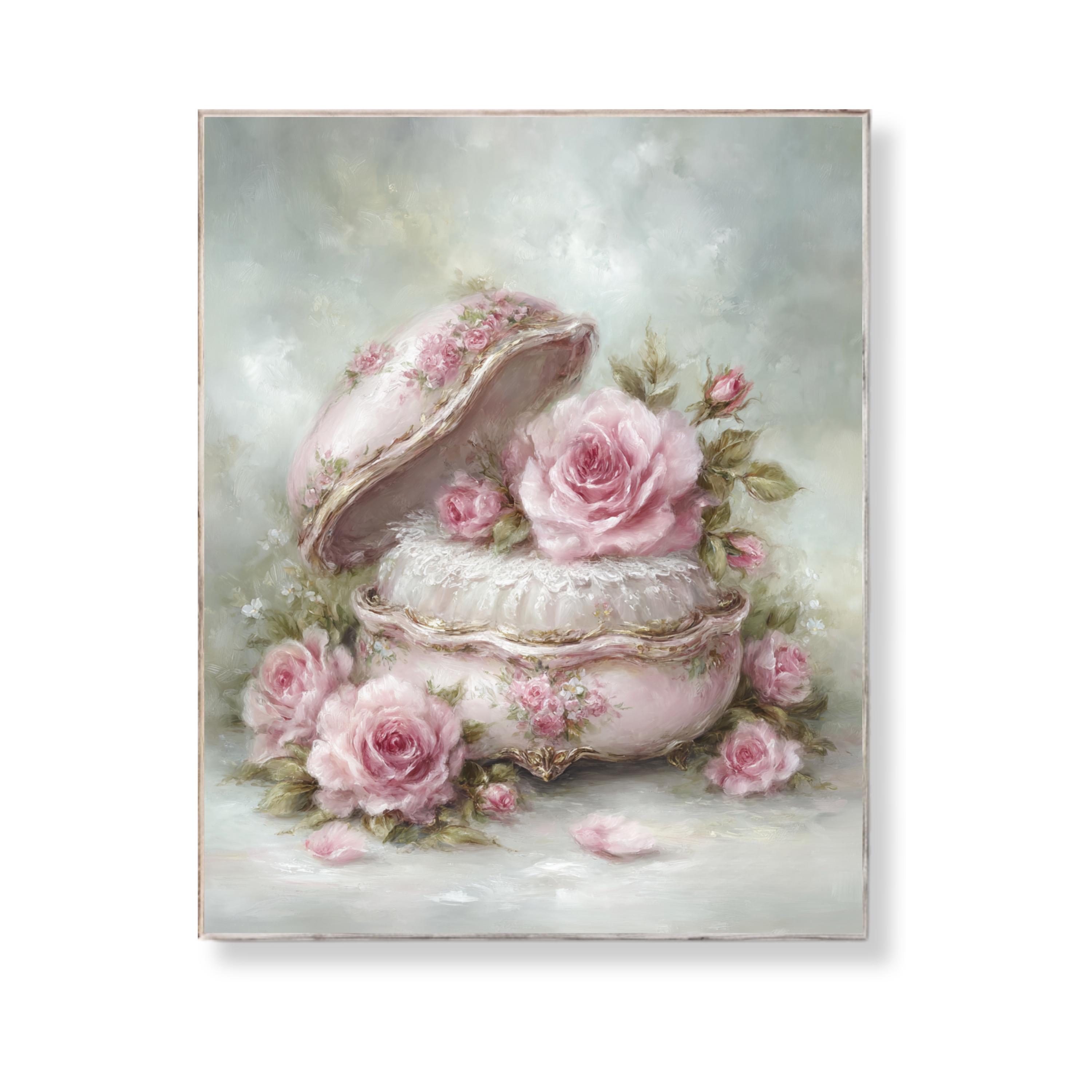 Shabby Chic Pink Roses Printable: Romantic Cottagecore Wall Art ...
