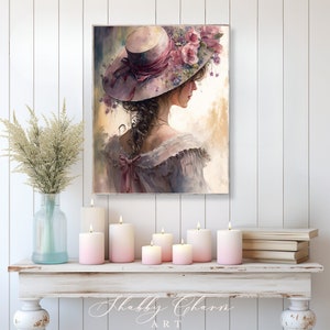 Vintage Woman in Large Hat Instant Digital Download Printable Wall Art ...