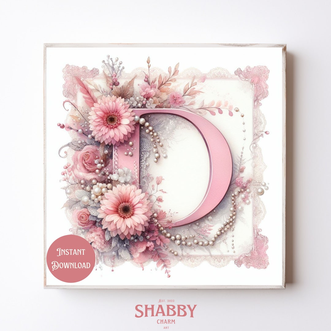 Shabby Chic Art, Letter D Wall Decor Letter D Decoration Monogram Wall