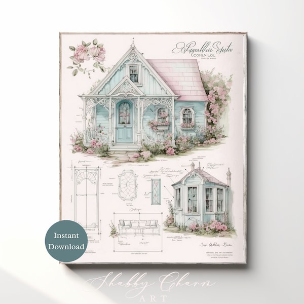 Shabby Chic Cottage Building Diagram Shabby Chic House Plans Vintage Cottage Floor Plans Rustic Home Design Farmhouse Architectural Drawing