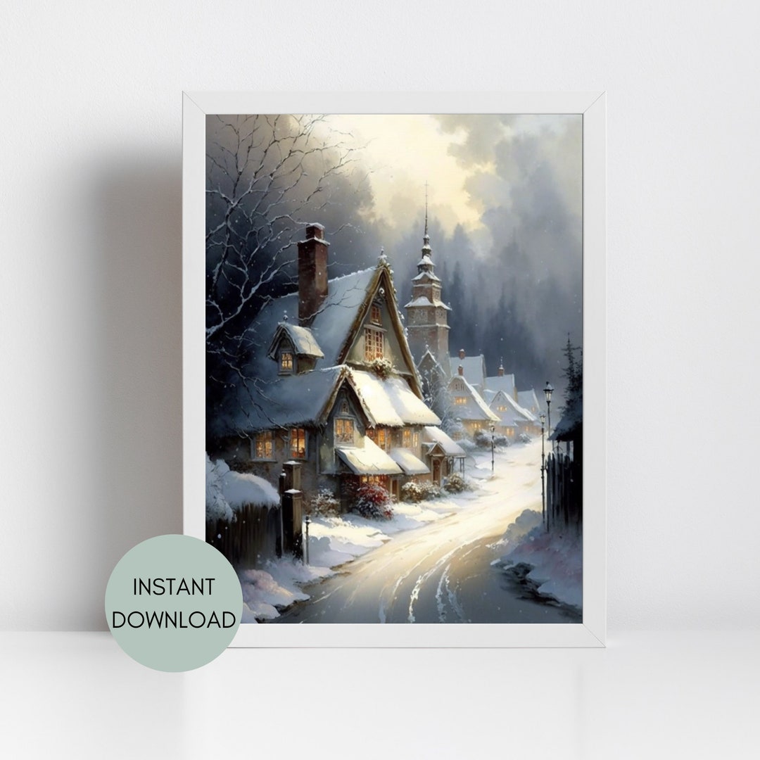 Vintage Winter Landscape Print Instant Digital Download Printable Wall ...