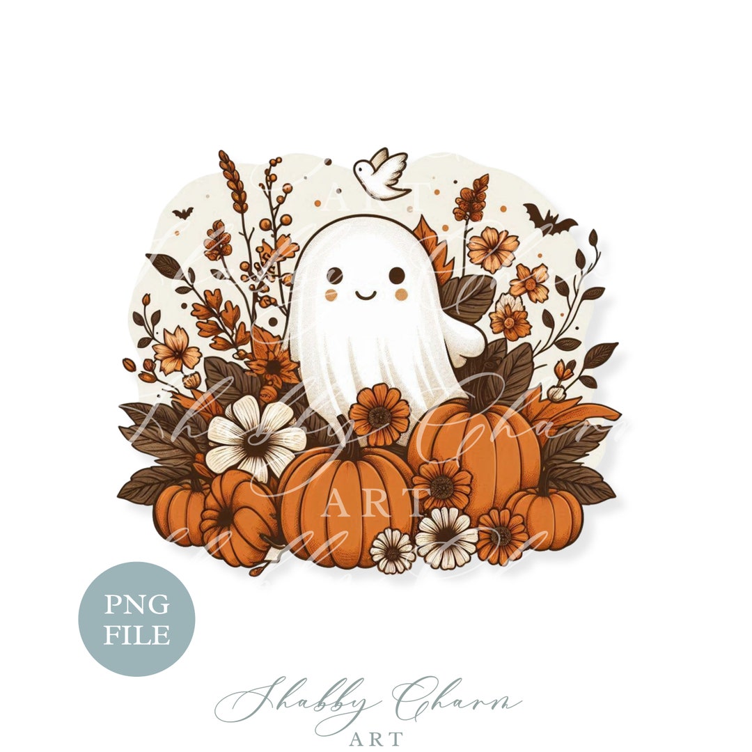 Halloween Png Cute Ghost and Pumpkins Png Fall Png Designs Instant ...