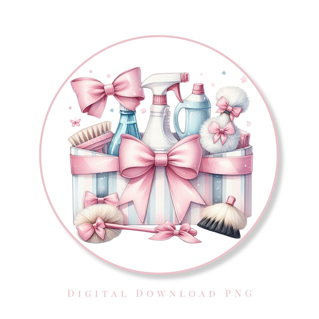 Pink Clean Sign Cleaning Sign PNG Pink Bow Cleaning Supplies Laundry Room Decor Wreath ...