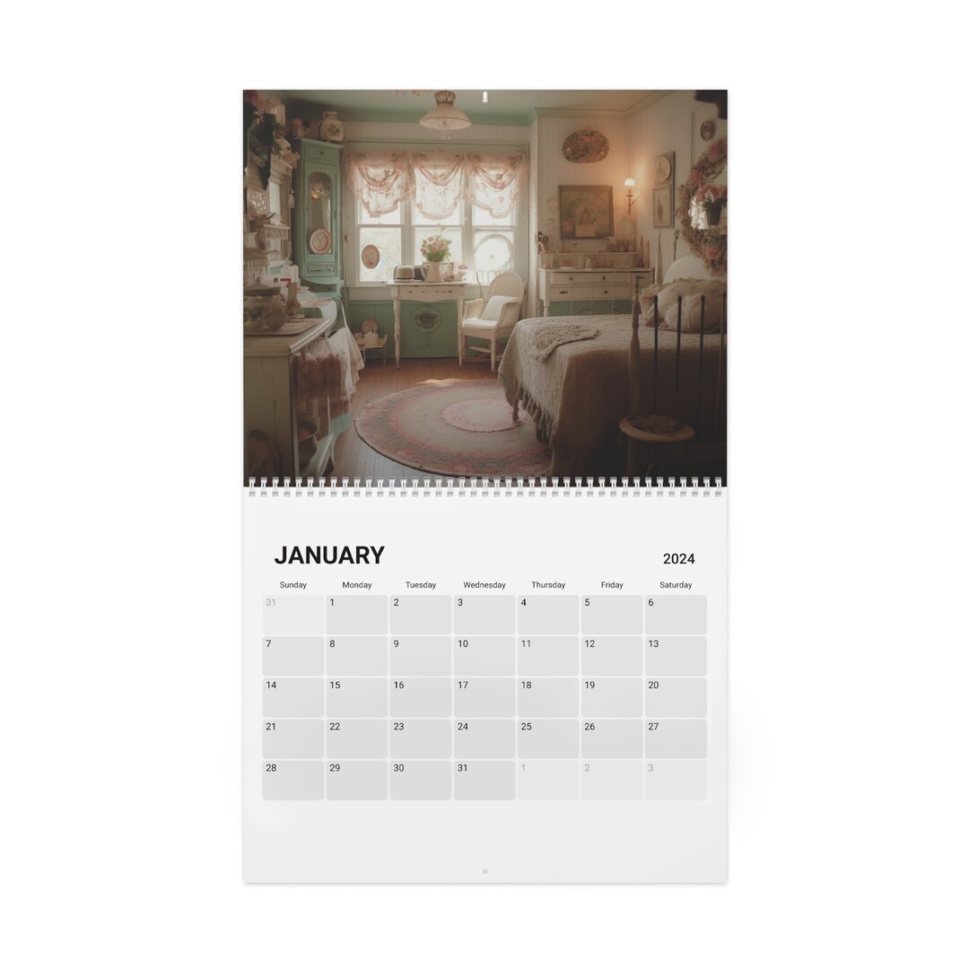 Shabby Chic Calendar 2024, Vintage Style 2024 Calendar, Cottagecore