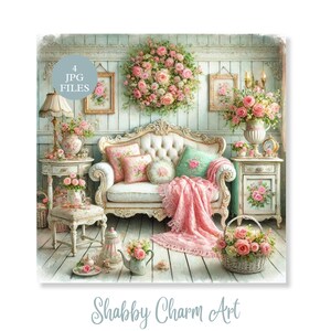Paquete de manualidades con álbumes de recortes y diarios basura de estilo shabby chic victoriano, imágenes prediseñadas en alta resolución, efímeras vintage, estilo cottagecore romántico y floral