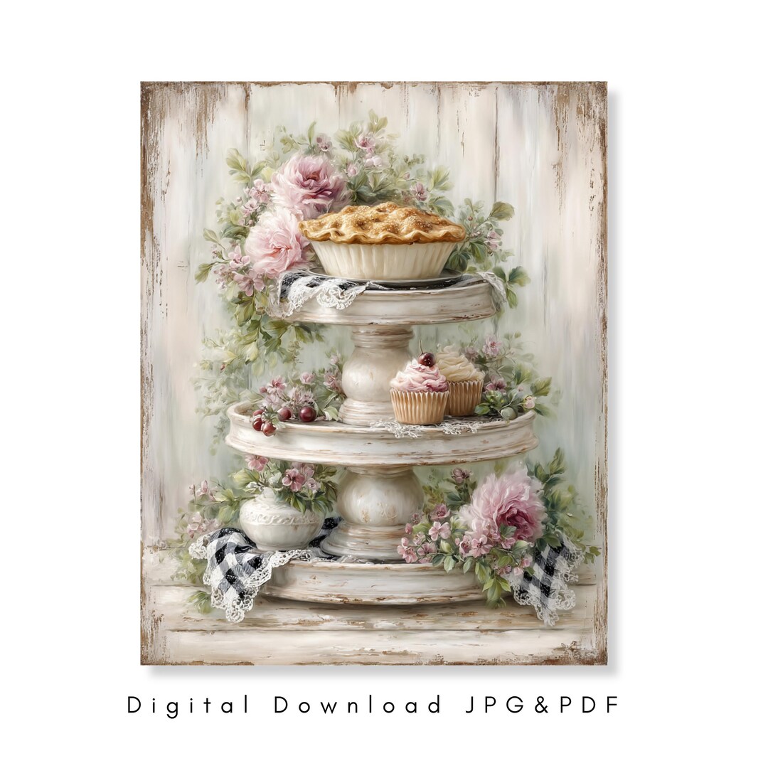 kitchen wall art set retro pie vintage printable... Shabby Chic Pie Kitchen Wood Wall Art Vintage Cottage Kitchen Decor ...