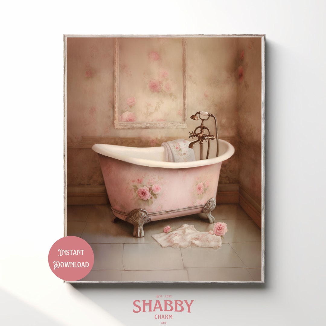Vintage Bathroom Art, Bathroom Sign, Bathroom Wall Art, Bathtub Art ...