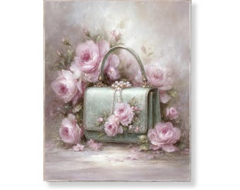 Shabby Chic Rosen Print: Vintage Portemonnaie Kunst (Digitaler Download)