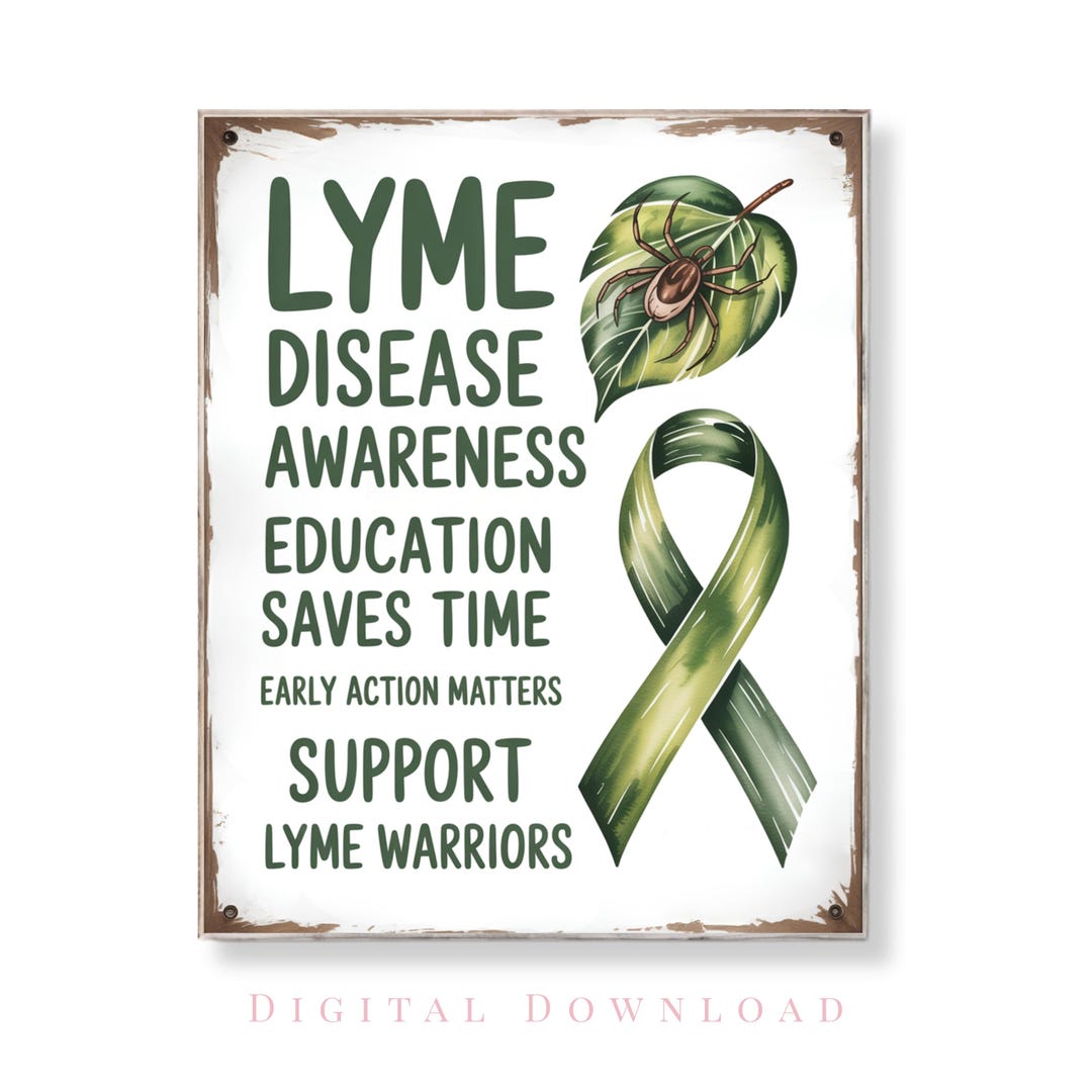 Lyme Disease Awareness Wall Art Green Ribbon Support Print Warrior ...